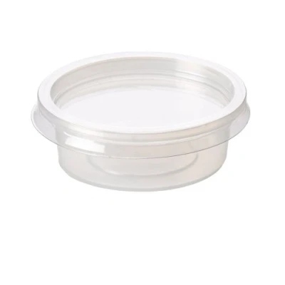 Image of Thali Outlet 50 x Round Re Usable 2oz Clear Plastic Deli Sauce Chutney Food Containers Takeaway 70mm(D) 25mm(H)