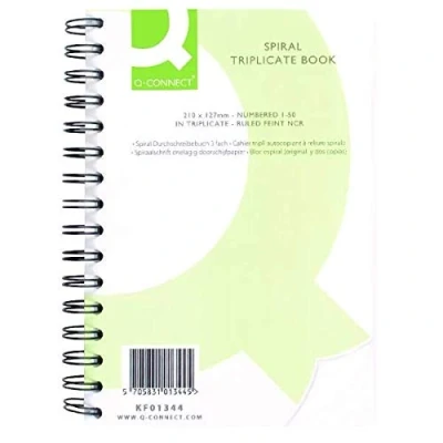 Image of FINCHLEY Q Connect Feint Ruled Wirebound Triplicate Book 210x127mm KF01344 (PACK OF 2)