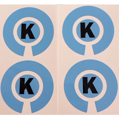 Image of Crown Green Lawn Indoor Bowls Adhesive Lettered Coloured Marker Labels Set of 4 (Blue, K)