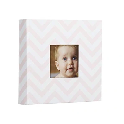 Image of Pearhead Photo Album, Thoughtful Keepsake Gift for Baby, Christening, Or Baptism 50 Pages, Gray with White Polka Dots