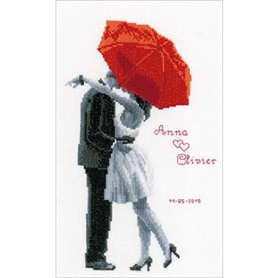 Image of Vervaco Counted Cross Stitch Kit: Under My Red Umbrella, Cotton, NA, 20 x 31cm