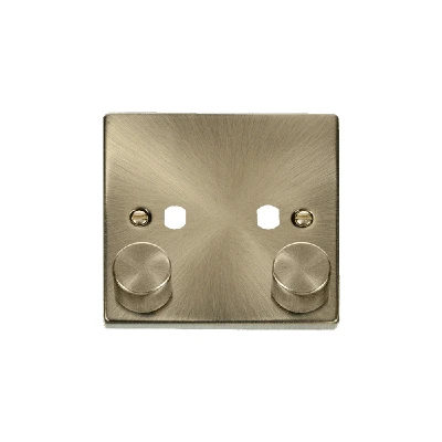 Image of Click Deco 2 Gang Unfurnished Dimmer Plate and Knob (800W Max) Antique Brass