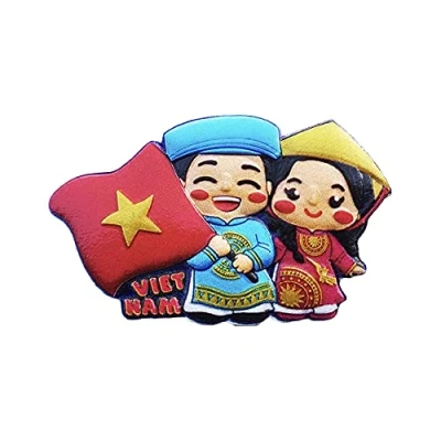 Image of Vietnam 3D Flag Couples Fridge Magnet Souvenir Gift,Handmade Home &amp; Kitchen Decoration Refrigerator Collection