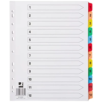 Image of Q Connect 1 12 Index Extra Wide Reinforced Multi Colour Tabs