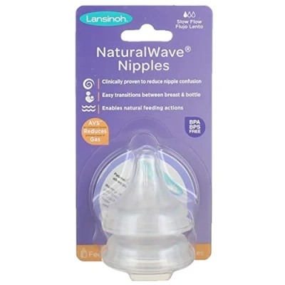 Image of Momma 2 Natural Alwave Nipples, Slow Flow Nipple Lansinoh