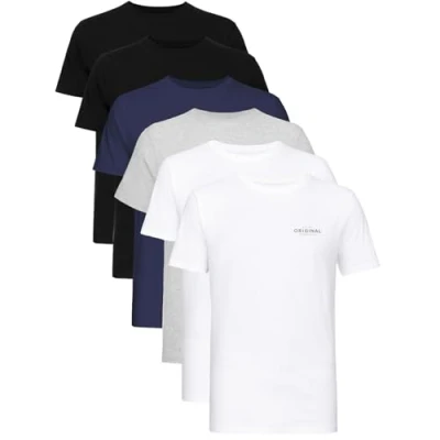 Image of Crosshatch (6PACK Classic Comfort, Endless Style Men&#039;s Everyday Essentials Crew Neck T Shirt, Designer Mens Tshirt Your Perfect Set of Short Sleeve Tees(L/6Pack Assorted 2)