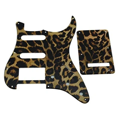 Image of KAISH 3D Printed Strat Style HSS Guitar Plastic Pickguard ST Back Plate Tremolo Trem Cover for Stratocaster/Strat Made in Mexico Leopard Stripe