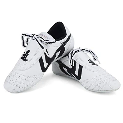 Image of Demeras Taekwondo Shoes, Lightweight Shoes Boxing Kung fu Taichi Martial Arts Sneaker for Adults Kids(36) White