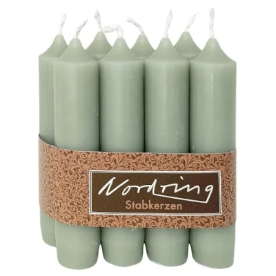 Image of Nordring Taper Candles Pastel Green 2.2 x 11 cm High Pack of 8