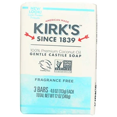 Image of Kirks Coco Castile Bar Soap, No Fragrance, 4 Ounce