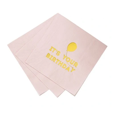 Image of Talking Tables We Heart Birthdays, Birthday Paper Napkins, Pink, 33cm (16 pack)