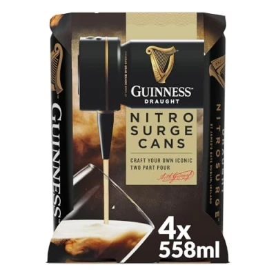 Image of Guinness Draught│Nitrosurge│Stout Beer│4.1% vol│4x558ml│Perfect Pub Pour At Home│Cans │Device Sold Separately