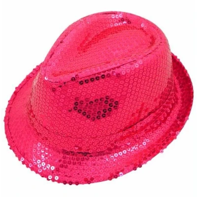 Image of Henbrandt Hat Gangster Sequin Hot Pink Adult