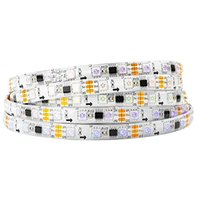 Image of BTF LIGHTING WS2811 IC Addressable Dream Color LED Strip 16.4FT 60LEDs/m 20Pixels/m 300LEDs 100pixels IP65 Splash Waterproof White PCB Flexible DC12V Chasing Effect