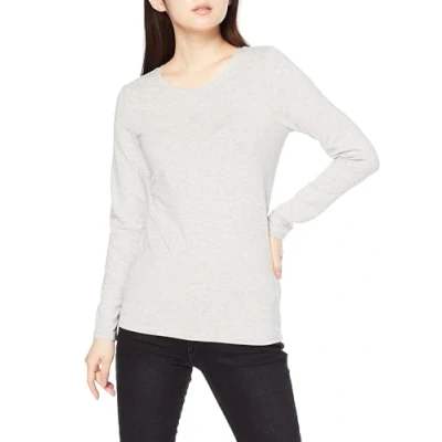 Image of Amazon Essentials Women&#039;s Classic Fit Long Sleeve Crewneck T Shirt (Available in Plus Size), Light Grey Heather, M