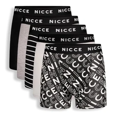 Image of Nicce Mens &#039;TALOX&#039; Everyday Essential Stretchy Soft Cotton Rich Trunks, Regular Fit 5 Pack Boxer Shorts (S, Assorted)