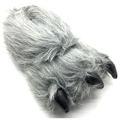 Image of ShuCentre Unisex Novelty Monster Bear Claw Animal Slippers Cozy Design Comfortable Indoor Footwear for Men Women &amp; Kids Fun Soft Plush Warm (Grey UK 9)