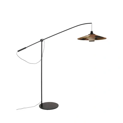 Image of Forestier Parrot floor lamp, abacá lampshade brown