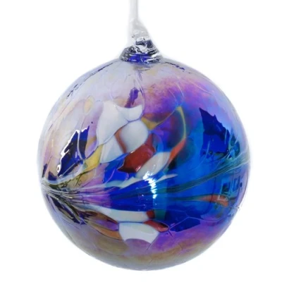 Image of Large Blue Handmade Recycled Glass Friendship Ornamental Globe Ball Bauble