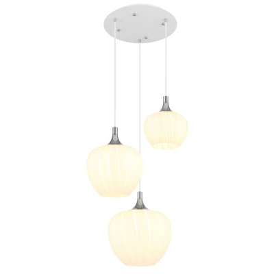 Image of Maxy Cluster Pendant Ceiling Light White Matt Opal Glass Shade 3x E27