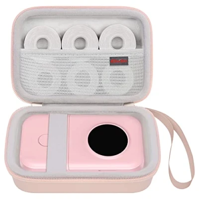 Image of Elonbo Carrying Case for Phomemo D30 Label Maker Machine/Phomemo D35, Portable Bluetooth Printer Travel Bag,Small Mini Smart Phone Handheld Labeler Storage Holder,Pocket Fits Paper,Pink
