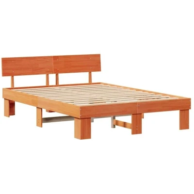 Image of with Headboard Wax brown 160 x 200 cm Pine wood vidaXL