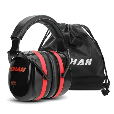 Image of ZOHAN Ear Defenders Adults 28dB NRR Noise Reduction Protectors for Work, Concerts, Lawn Mowing(Red)