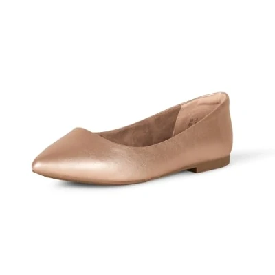 Image of Amazon Essentials Women&#039;s Pointed Toe Ballet Flat, Rose Gold, 9 UK Wide