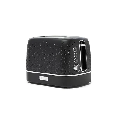 Image of Haden Starbeck Black Toaster 2 Slice Dual Controls Variable Browning Easy To Clean 1040W Removable Crumb Tray Wide Slots Compact