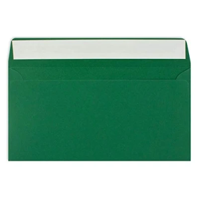 Image of 50 DIN Long Envelopes Dark Green 11 x 22 cm 120 g m² Self adhesive Standard for Baptism &amp; Invitations from your Glüxx Agent