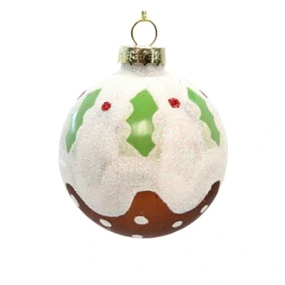Image of Small Glass Christmas Pudding Bauble (6cm)