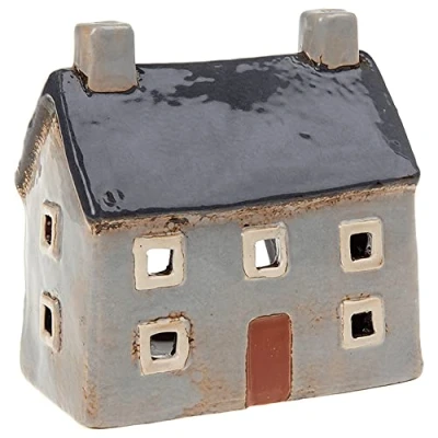 Image of Shudehill Giftware Joe Davies Village Pottery Croft House Tealight Holder Grey 320040