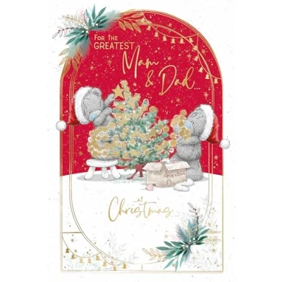 Image of Me To You Tatty Teddy Christmas Card For Mam And Dad 6x9ins Official Collection