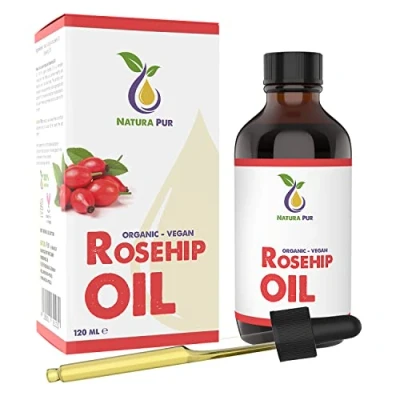 Image of rosehip oil 120ml (Rose Hip Seed Oil) 100% cold pressed, vegan anti aging for face, skin, body, hair, hands