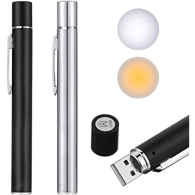Image of LEKIA Pen Torch Medical, 2 Pack Diagnostic Light USB Rechargeable LED Torches for Nurses Students Doctors, Mini Flashlight with Sources, Magnetic Cap, Pocket Clip