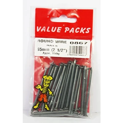 Image of 2.5 inch DIY Nails, Round Wire Nails 65 mm 150g Pack