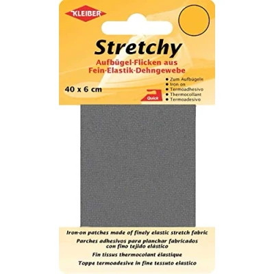 Image of Kleiber Iron On Elasticated Clothing Repair Tape, 40cm x 6cm, Grey