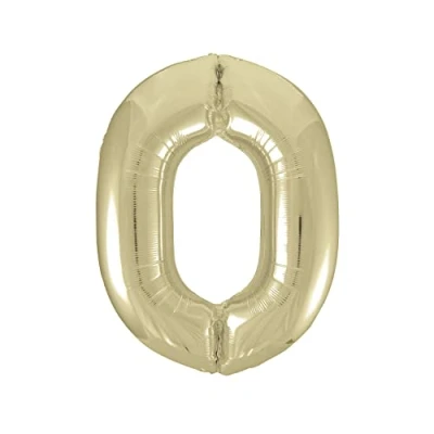 Image of Gold Number 0 Shaped Large Foil Balloon (86cm) 1 Piece Perfect for Birthday Parties and Special Events