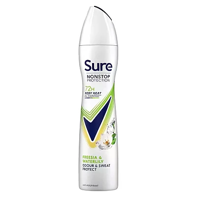 Image of Sure Women Nonstop Freesia &amp; Water Lily Antiperspirant Deodorant Aerosol 250ml