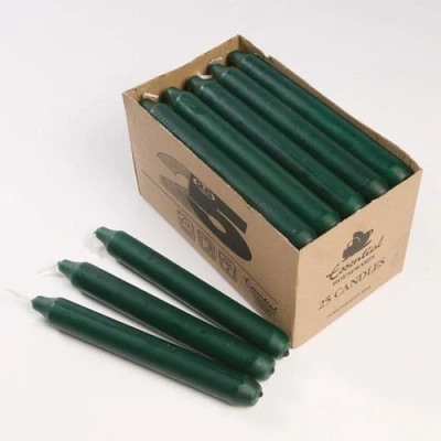 Image of DARK GREEN TAPERED DINNER CANDLES 18cm long PARAFFIN WAX PACK OF 10