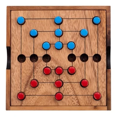 Image of Engelhart 350270 Wooden nine men&#039;s morris eco board game travel 13.8 x 3 cm 2 players