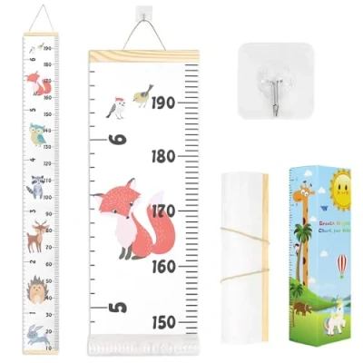 Image of Height Chart for Kids,Baby Growth Chart,Wall Hanging Measuring Ruler Baby Girls Boys Toddler Bedroom (Fox)