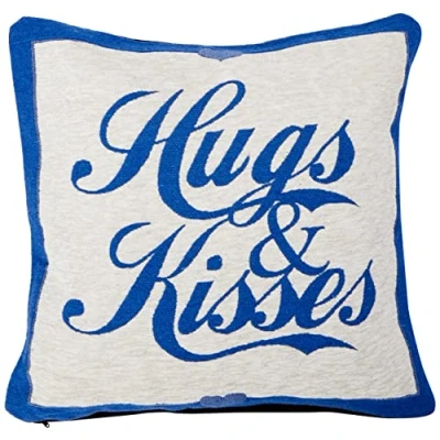 Image of Rapport Home Hugs &amp; Kisses Cushion Cover, Blue, 45x45cms