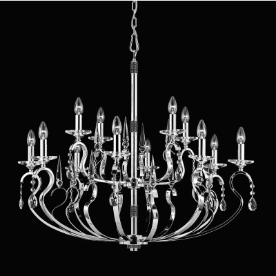 Image of Rhinestone Gun Metal Pendant 18 Arm Chandelier