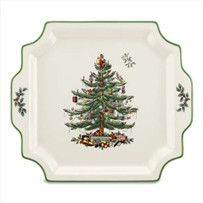 Image of Portmeirion Home &amp; Gifts Spode Square Handled Platter, Ceramic, Multi Colour