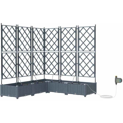 Image of vidaXL Garden Planters with Water Irrigation System 5 pcs Light Grey
