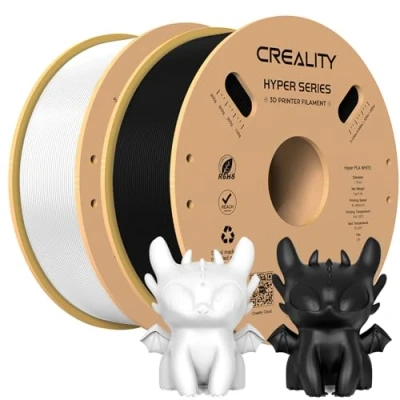 Image of Official 3D Printer Filament Hyper PLA Filament, Creality for High Speed Printing, Durable and Resistant, Overhang Performance Dimensional Accuracy +/ 0.03mm, 2Kg (Black+White)
