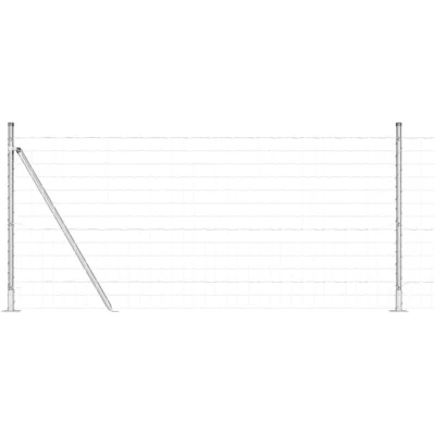 Image of vidaXL Euro Fence with 7 Flanged Posts 1x10 m Galvanised Steel