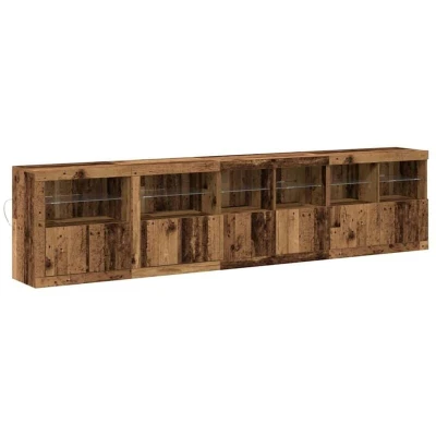 Image of vidaXL Sideboard with LED Lights Old Wood 283x37x67 cm Engineered