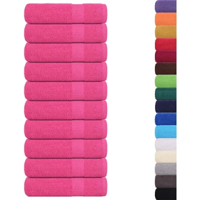 Image of vidaXL Bath Towels 10 pcs Pink 100x150 cm 360 gsm 100% Cotton
